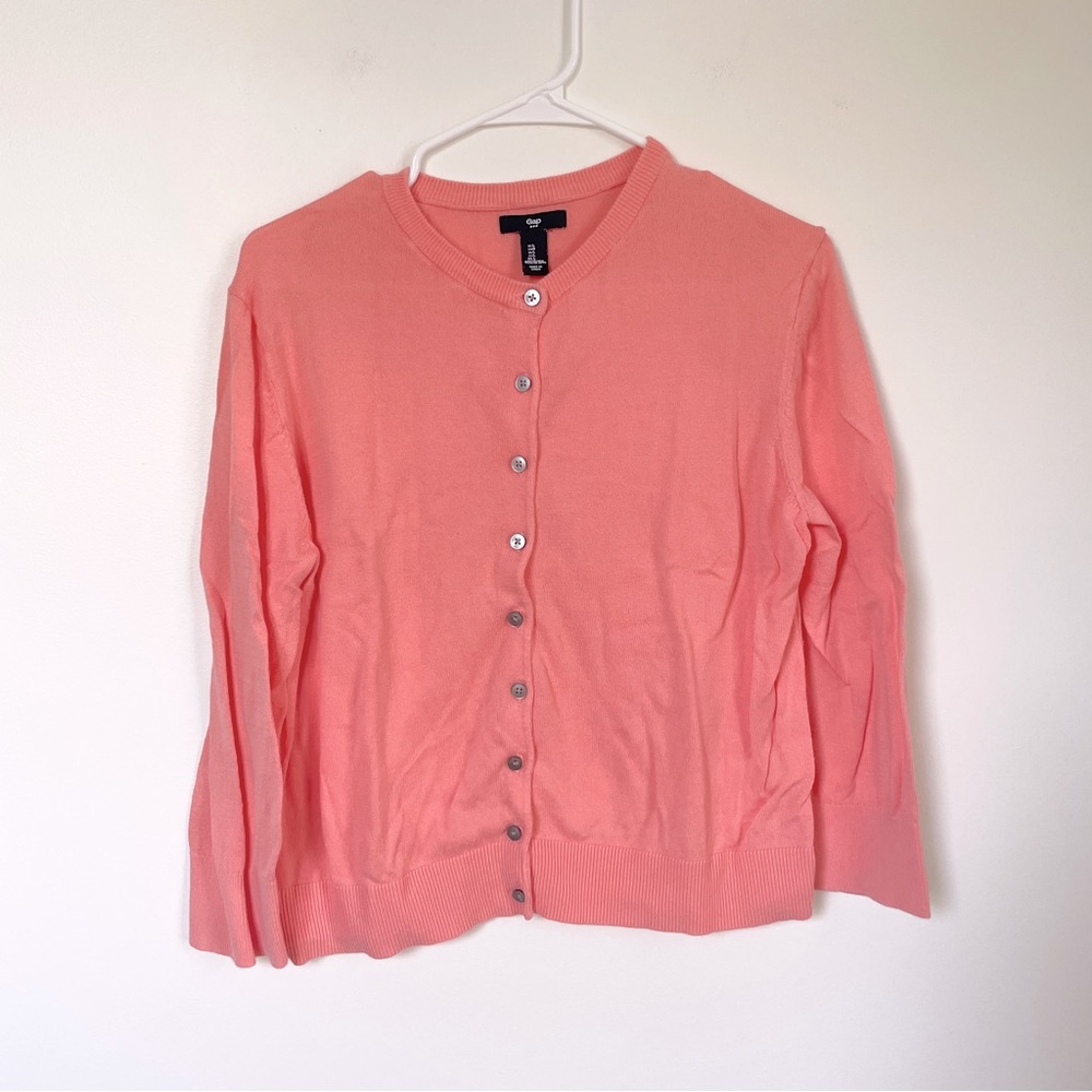 GAP Coral Button-Up Cardigan